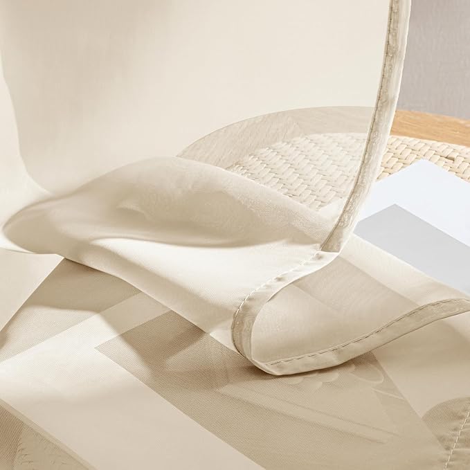 MIULEE Butter Cream Sheer Curtains 63 Inches Long, 4 Panels Set, Rod Pocket Voile Drapes Light Filtering and Semi Transparent, Elegant Window Treatments for Bedroom Living Room,54 x 63 Inches