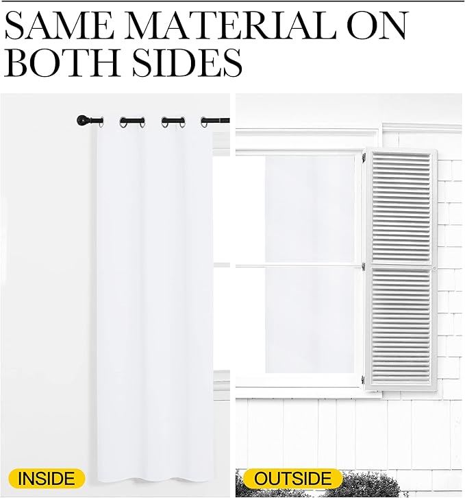 NICETOWN Draperies Curtains Panels, 2 Panels, 29 by 40, White, Blocking Out 50% Sunlight Window Treatment Curtains, Grommet Top Small Window Drapes for Bedroom