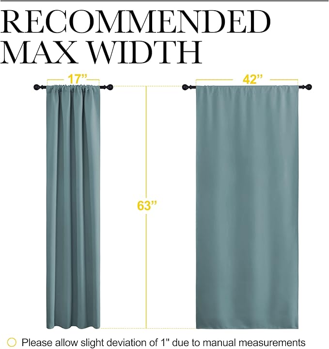 NICETOWN Greyish Blue Blackout Curtains Panels for Window, Thermal Insulated Rod Pocket Blackout Drapes/Draperies for Living Room (2 Panels, W42 x L63 inches)