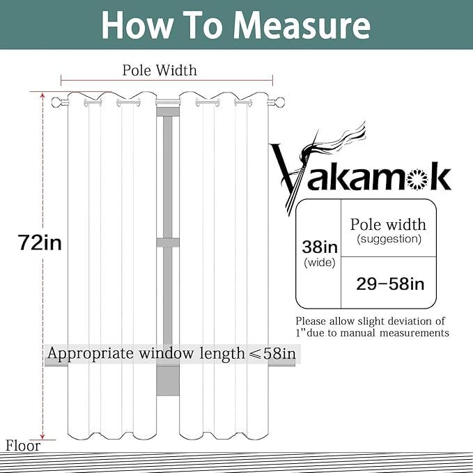 Yakamok Dove Grey Room Darking 72 Inch Length 2 Panel Sets for Livingroom Dining Room Darkening Thermal Insulated Bay Window Hotel Modern Elegant Black Out Sunblock Curtins/Bedroom,38 x 72 Inches