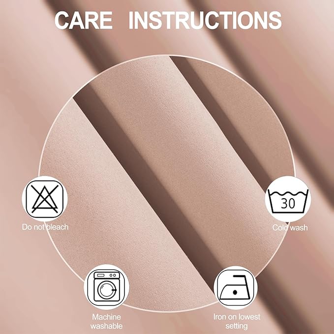 LEMOMO Blush Blackout Curtains 66 x 63 Inch Length/Set of 2 Curtain Panels/Thermal Insulated Room Darkening Blackout Curtains for Bedroom