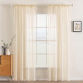 MIULEE Cream Beige Window Sheer Curtains for Bedroom Living Room Solid Elegant Net Drapes 2 Panels Width 38 x Length 84 Inches