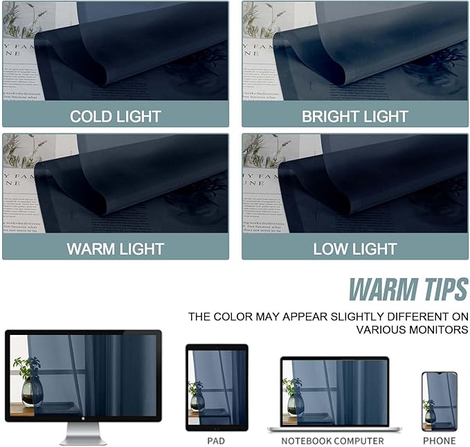 Navy Blue Valances for Windows 14 inch Length 2 Panels, Small Voile Sheer Curtains for Bathroom, Soft Fabric Lightweight Light Filtering Kitchen Curtains, Dual Rod Pocket, 2x42Wx14L Inches