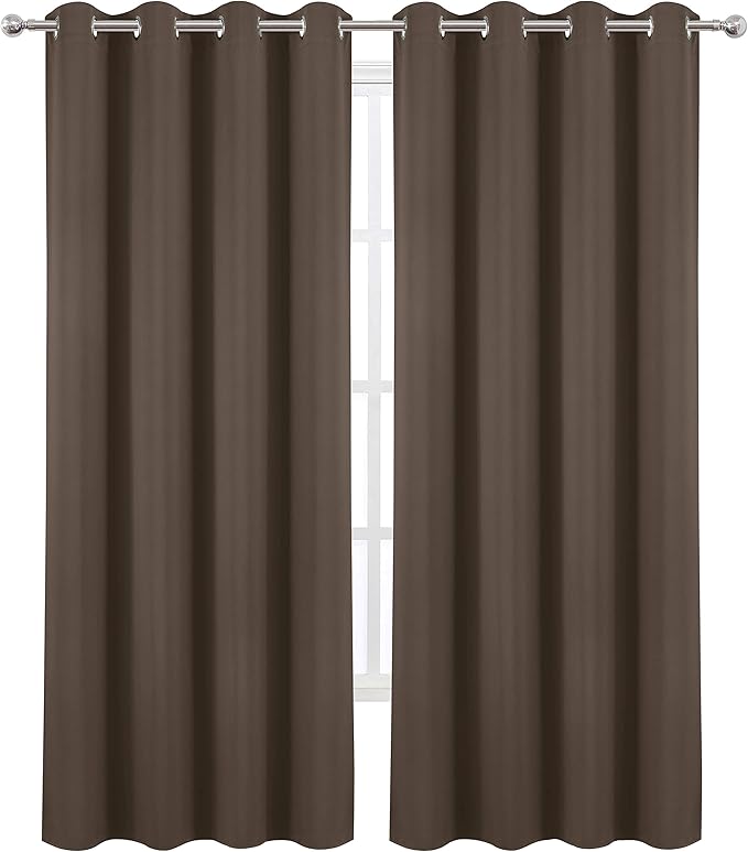 LEMOMO Chocolate Brown Thermal Blackout Curtains/52 x 84 Inch/Set of 2 Panels Room Darkening Curtains for Bedroom