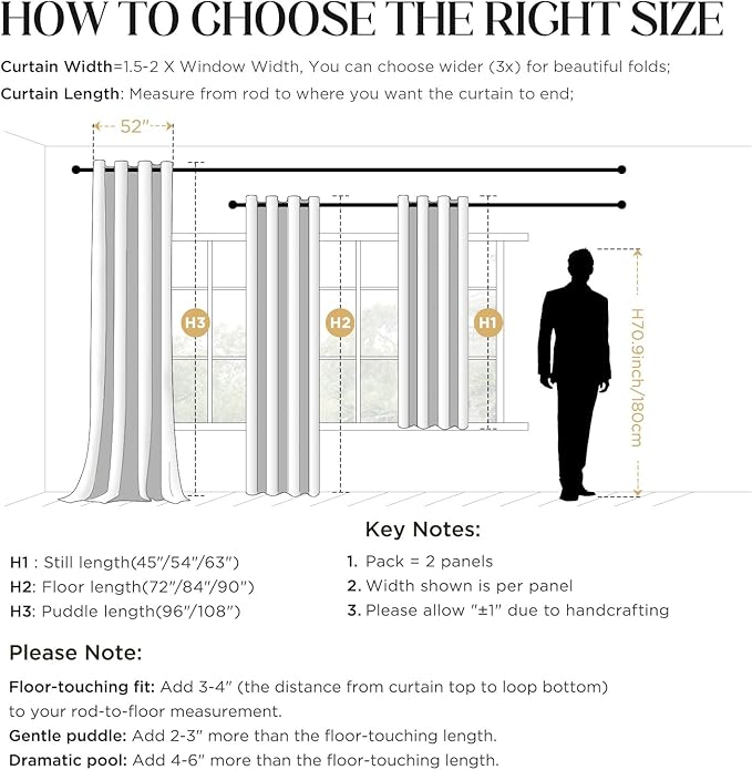 CUCRAF Brown Blackout Curtains 72 inch Length 2 Panels Set, Rod Pocket Room Darkening Drapes for Bedroom Living Room, Insulated Thermal Light Blocking Window Curtain (W52 x L72 Inch)
