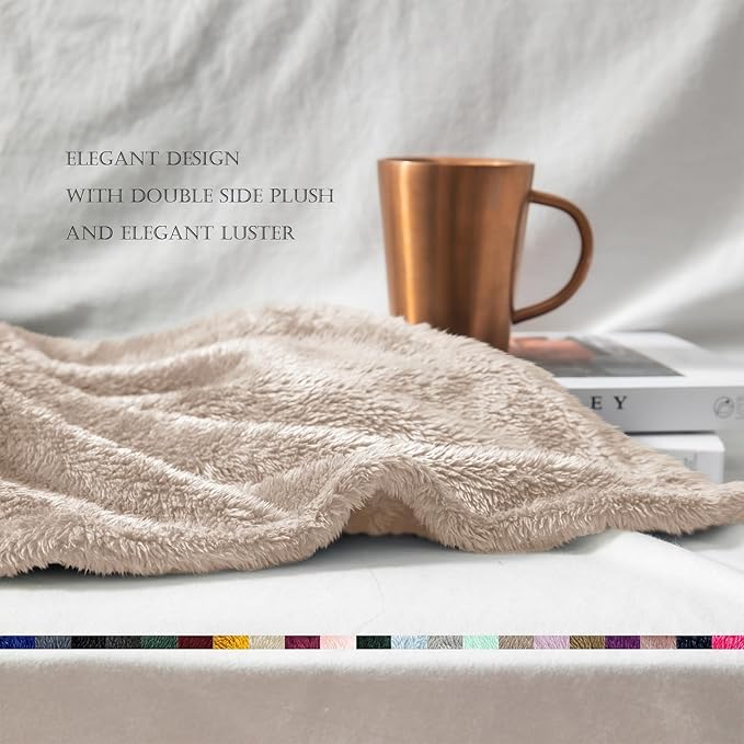Exclusivo Mezcla Plush Fuzzy Fleece Bed Blanket Twin Size, Super Soft, Fluffy and Warm Blankets for Couch, Bed, All Season (Camel, 90x66 inches)