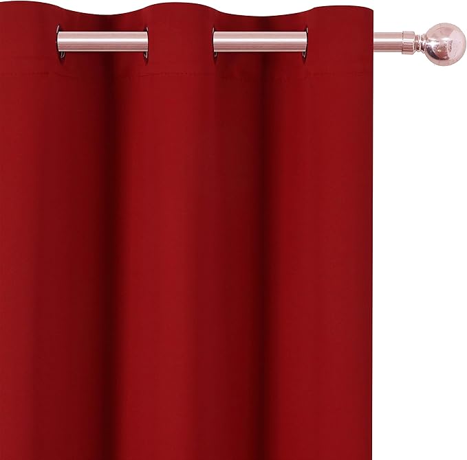 LEMOMO Red Thermal Blackout Curtains/38 x 84 Inch/Set of 2 Panels Room Darkening Curtains for Bedroom
