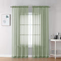 OVZME Sage Green Sheer Curtains 90 Inches Long 2 Panels - Soft Light Filtering Window Sheer Panels for Living Room/Bedroom, Top Dual Rod Pocket, 1 Pair, Each 42Wx90L Inches