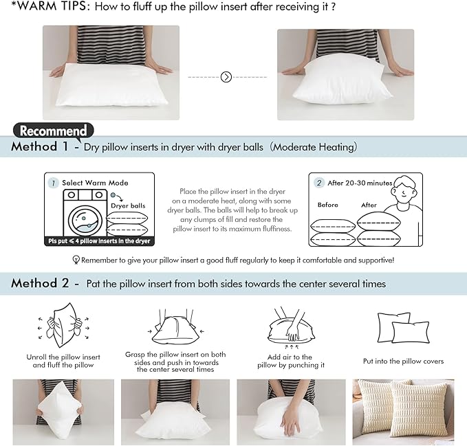 MIULEE Pillow Insert 18x18 Inch Set of 4, Decorative Square Throw Pillow Inserts, Premium Fluffy Pillow Forms Sham Stuffer for Sofa Couch Living Room