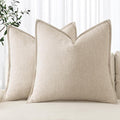 MIULEE Decorative Linen Euro Sham Pillow Covers 24x24 Natural Beige Boho Farmhouse Neutral Couch Throw Pillows for Bed Pack of 2 Accent Modern Pillowcase Sofa Livingroom Home Decor