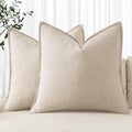 MIULEE Decorative Linen Euro Sham Pillow Covers 22x22 Inch Natural Beige Boho Farmhouse Neutral Couch Throw Pillows for Bed Pack of 2 Accent Modern Pillowcase Sofa Livingroom Home Decor