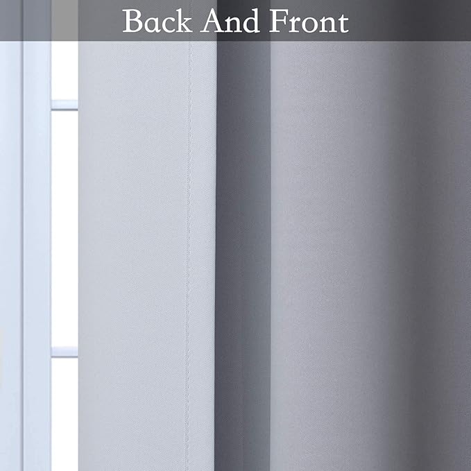 SimpleHome Ombre Room Darkening Curtains for Bedroom, Gradient Black to Grey White Light Blocking Thermal Insulated Grommet Window Curtain/Drapes for Living Room,2 Panels, 70x84 inches Length