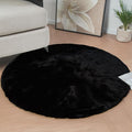 ORINOVA Black Round Plush Rugs for Bedroom Faux Bunny Fuzzy Washable Fur Area Rugs for Living Room Small Circle Nursery Rug 4ft Cute Room Décor