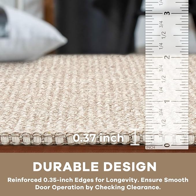 KOZYFLY Runners for Hallways 2x5 ft Washable Kitchen Runner Non Slip Rubber Backed Hall Runners Cotton Entryway Runner Rugs Floor Carpet for Indoor Backdoor Bedroom Kitchen, Ivory/Khaki