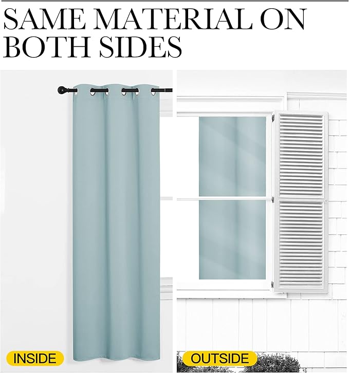 NICETOWN 2 Panels Blackout Curtains, Rod Pocket Thermal Insulated Drapess for Bedroom, Privacy Protection Easy-Care Heavy Duty Curtains for Living Room/Dining Room, W70 x L95 inches, Aqua Green