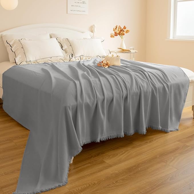 Couch Cover for Dogs, Boho Sofa Covers for 3 Cushion Couch, Chenille Sofa Slipcover for Pets Washable, L-Shape Sectional Couch Cover Soft Throw Blankets with Tassels(91x118,Grey)