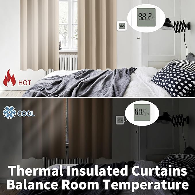 BGment Blackout Curtains - Grommet Thermal Insulated Room Darkening Bedroom and Living Room Curtains, Set of 2 Panels (55 x 69 Inch, Sand)