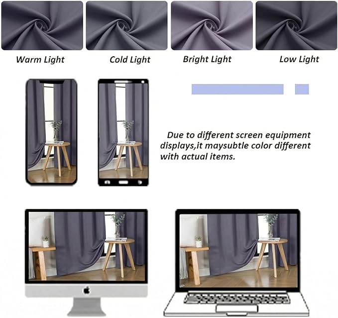 Simplebrand Blackout Extra 10ft Curtains for Patio 120 Inches Long 2 Panels Set, Solid Thermal Insulated Energy Saving Rod Pocket Window Treatment Curtains Blackout Drapes, 50"Wx120"L, Greyish Purple
