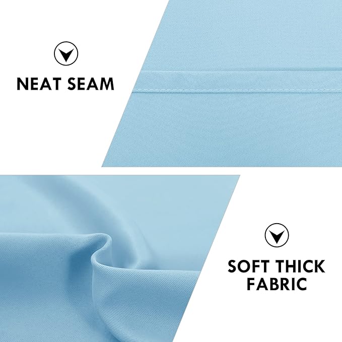 DWCN Blackout Curtains for Bedroom - Thermal Insulated Privacy Energy Saving Rod Pocket Drapes for Living Room, W 38 x L 72 Inch, Light Blue, Set of 2