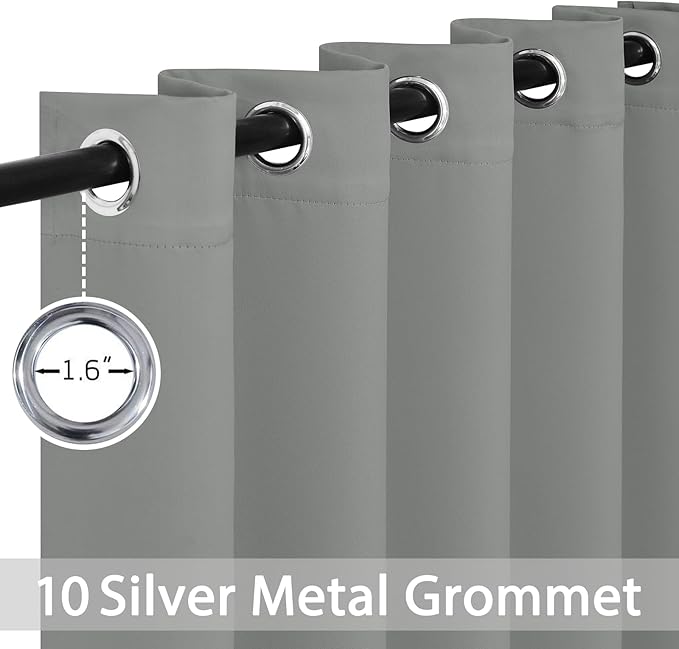 Yakamok Dove Grey Room Darking 96 Inch Length 2 Panel Sets for Livingroom Dining Room Darkening Thermal Insulated Bay Window Hotel Modern Elegant Black Out Sunblock Curtins/Bedroom, 62 x 96 Inches