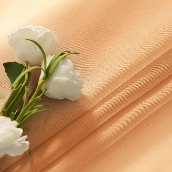 SpaceDresser Beige Sheer Curtains 4 Panels Rod Pocket Semi-Sheer Curtain 45 Inches Long Light Filtering Voile Window Drapes for Bedroom Living Room Kitchen, Each 52W x 45L