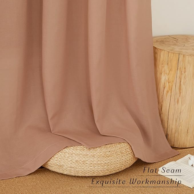 NICETOWN Linen Terracotta Window Curtains 84 inches Long, Grommet Thick Linen Blend Window Treatments Privacy Assured with Light Filtering for Bedroom/Living Room, W42 x L84