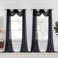 Black Sheer Curtains 216 Inches Long, Extra Long Elegant Light Filtering Voile Sheer Scarf Curtains for Wedding Party Ceremony Canopy Decor, Rod Pocket Window Drapes, 2x42Wx216L Inches
