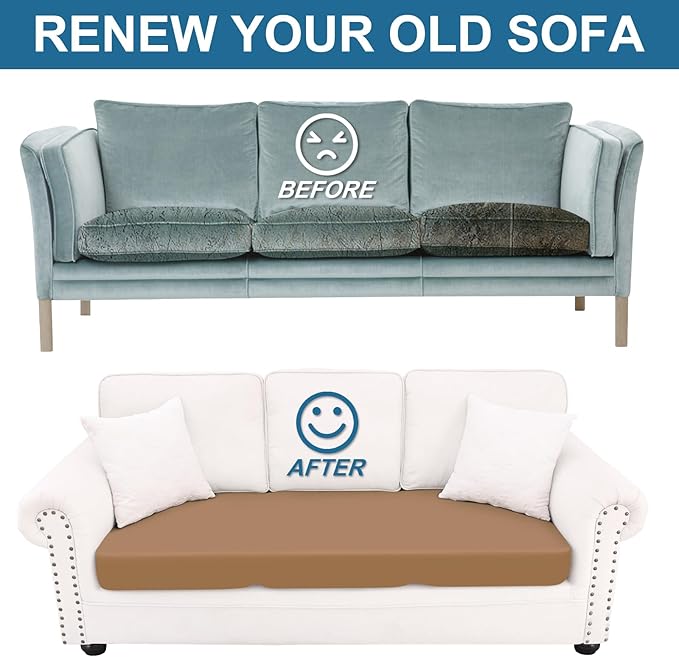 Smiry Printed Couch Cushion Covers, Stretch Soft Couch Covers for Sofa, Washable Non-Slip Sofa Slipcover Furniture Protector for Indoor and Outdoor (2 Pack, Camel)
