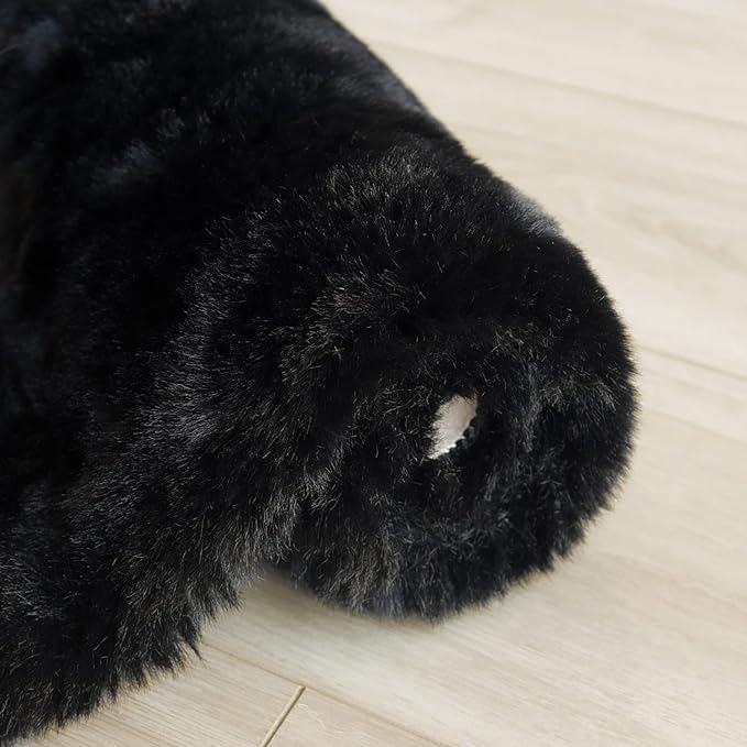 ORINOVA Black Fluffy Rug 5x7 Area Rugs for Bedroom Fuzzy Rabbit Washable Fur Rugs for Living Room Teen Room Nursery Rectangle Rug