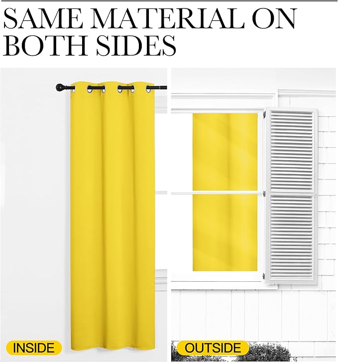 NICETOWN Bedroom Curtain Panels Draperies, Thermal Insulated Solid Grommet Curtains/Drapes (Bright Yellow, 1 Pair, 34 by 45-inch)
