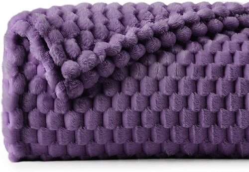BEDELITE Fleece Throw Blanket for Couch & Bed - 3D Jacquard Decorative Purple Blanket, Super Soft and Cozy Warm Fuzzy Blanket All Seasons Suitable, 50x60Inches