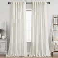 Nanspring Cream Semi Sheer Linen Curtains 88 Inch Length for Living Room Back Tab Rod Pocket Modern Farmhouse Coastal Decor Cotton Textured Gauze Curtains 73 Inches Long for Dining Room Office 52x88
