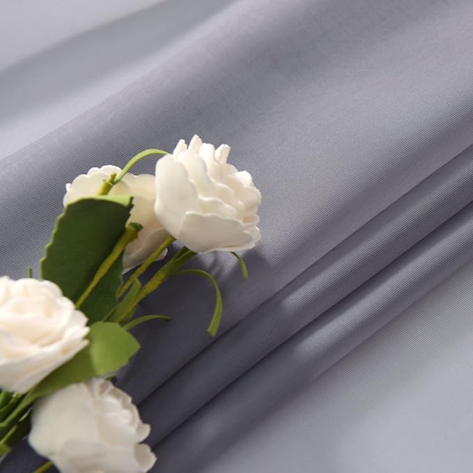 SpaceDresser Sheer Voile Window Treatment Rod Pocket Curtain Panels for Kitchen Bedroom Living Room Drapes Sunlight Filtering Privacy Semi Home Decor Assorted Colors Sizes (Grey, 52 W x 108 L)