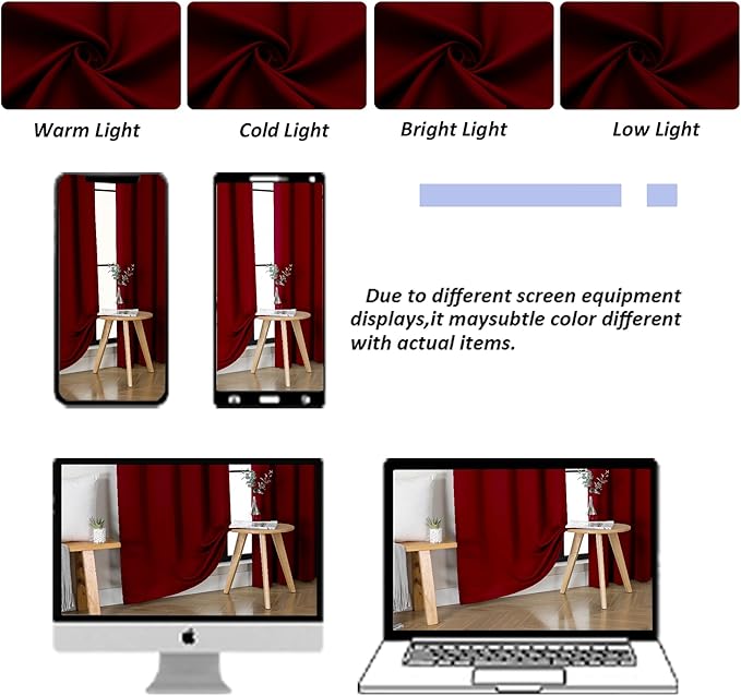 Simplebrand Red Blackout Curtains for Bedroom 96 Inches Long 2 Panels, Solid Thermal Insulated, Energy Saving Living Room Window Treatment Curtains Blackout Drapes, W50 x L96 Inch, Red