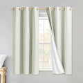 NICETOWN Sage Green Linen Blackout Curtains for Night Shift, Great Job, Set of 2, 34" by 60", Short Kitchen Burlap Linen 100% Blackout Drape Panels with Bronze Grommets for Blocking Light