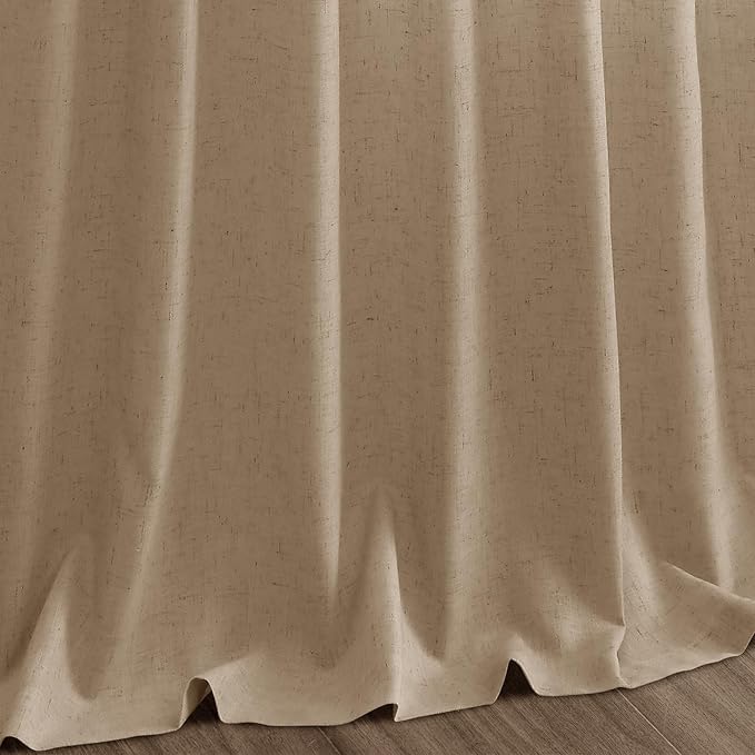 Sand Beige Linen Curtains for Living Room 105 Inches Long Simple Modern Light Filtering Semi Sheer Curtain Back Tab Rustic Farmhouse Luxury Home Decor Drapes for Bedroom Dinner Room 52x105, 2 Panels