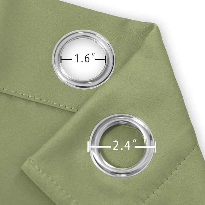 LEMOMO Blackout Curtains 52 x 84 inches Long Sage Green Curtains Set of 2 Panels Thermal Insulated Room Darkening Curtains for Bedroom