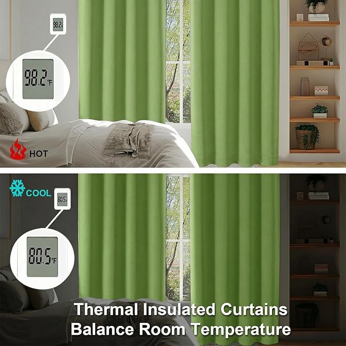 Simplebrand Ava Lime Short 36 Inches Blackout Curtain 2 Panels Set, Half Window Rod Pocket Privacy Curtain Tiers for Kitchen, Curtains Blackout for Bathroom Shades, W40 x L36 Inch, Lime