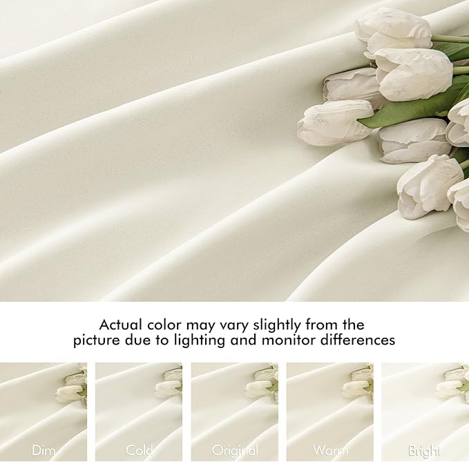 MIULEE Cream Back Tab Blackout Curtains 108 Inch Long 2 Panels Set for Bedroom, Rod Pocket/Pinch Pleat Extra Long Thermal Insulated Living Room Darkening Pleated Light Blocking Drapes