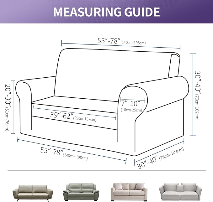 Joccun Stretch Loveseat Couch Cover Slipcover, 1-Piece Sofa Cover for 2 Cushion Couch Spandex Jacquard Washable Furniture Protector Cover for Living Room,Kids,Pets（Loveseat,Black）