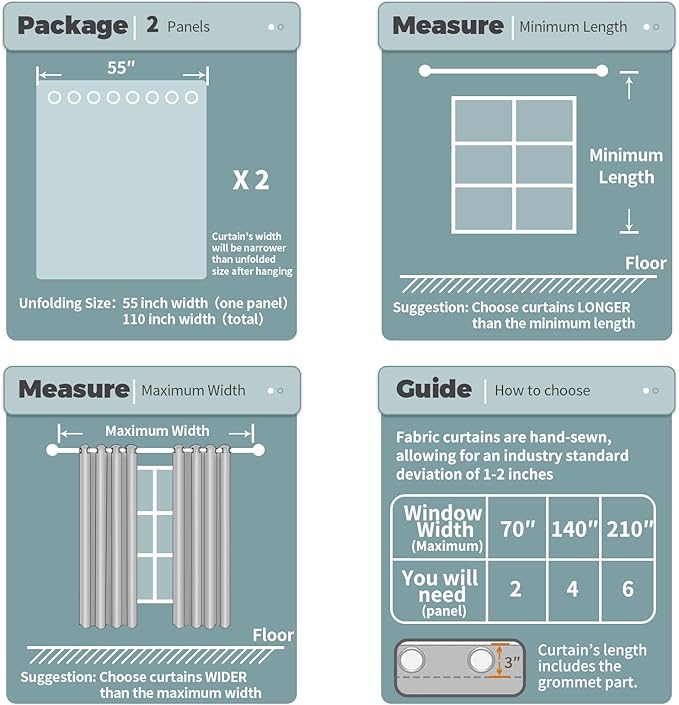 BGment Blackout Curtains for Bedroom - Grommet Thermal Insulated Room Darkening Curtains for Living Room, Set of 2 Panels, Each 55 x 96 Inch, Dark Grey