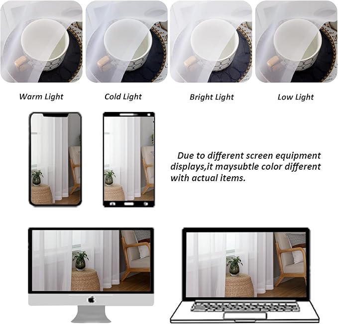 Chyhomenyc White Sheer Curtains 84 Inches Long 2 Panels Set - Light Filtering White Curtains for Living Room, Soft Gentle Voile Rod Pocket Bedroom Window Drapes, 42Wx84L Inch, 2PCS