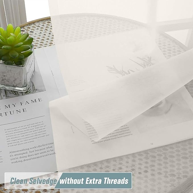 Extra Wide Ivory Sheer Curtains 120 Inches Long, Extra Long Light Filtering Modern Patio Curtains for Sliding Glass Door, Rod Pocket Voile Drapes for Living Room, 2x59Wx120L Inches, 10FT, 2PCS