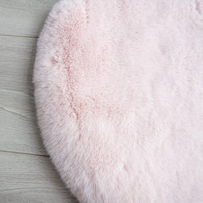 ORINOVA Pink Fluffy Shag Carpet Faux Bunny Washable Plush Fur Area Rugs for Bedroom 4x6 Nursery Rug for Living Room
