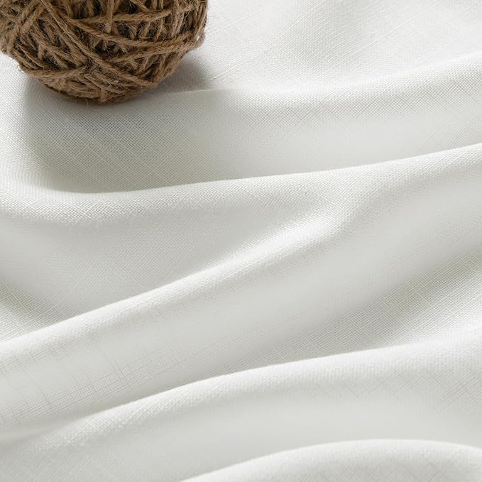 Natural Linen 102 Inch Long Curtains for Living Room 2 Panels Back Tab Pocket Ivory Semi Sheer Extra Long Curtains Linen Soft Material Light Filtering Window Panel Drapes for Dining Room 52X102