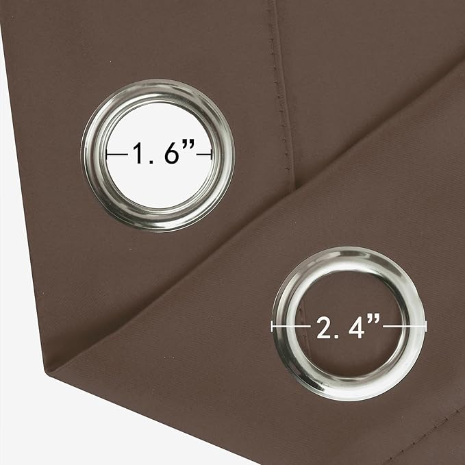 LEMOMO Chocolate Brown Blackout Curtains 42 x 54 Inch Length Set of 2 Panels Grommet Bedroom Curtains for Living Room