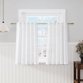 Nanspring 45 Inch Linen White Curtains for Kitchen Short Window Semi Sheer Light Filtering Linen Drapes Modern Farmhouse Back Tab Rod Pocket Curtain for Cafe Bathroom 34 X 45,2 Panels