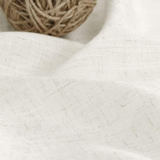 Linen Cream Curtains 143 Inch Extra Long for Living Room Back Tab Light Filtering Semi Sheer Drapes Modern Farmhouse Coastal Decor Cotton Textured Curtain for Floor to Ceiling Window 52x143