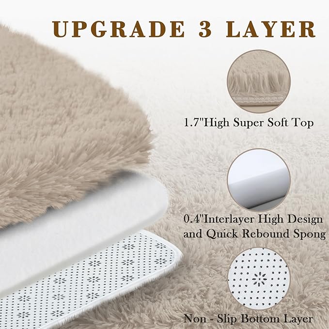 Area Rugs 10x14 Living Room, Shaggy Carpet Soft Plush Furry Bedside Rug Large Area Rugs for Bedroom Kids Girls Boys Home Decor Anti Slip(10 x 14, Beige)