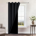 Yakamok 84 Inch Length 100% Blackout Curtains for Bedroom, 2 Thick Layers Thermal Insulated Grommet Total Blackout Drapes with Black Liner for Living Room (52Wx84L,Black, 1 Panel)